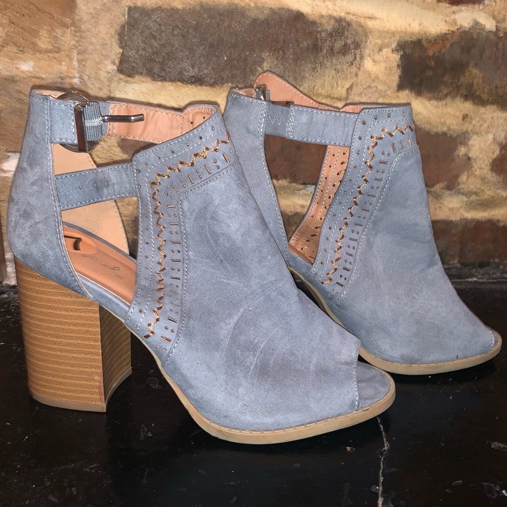 Blue suede heels